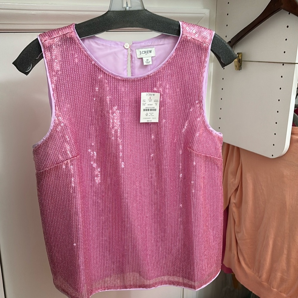 NWT J Crew pink sequin top